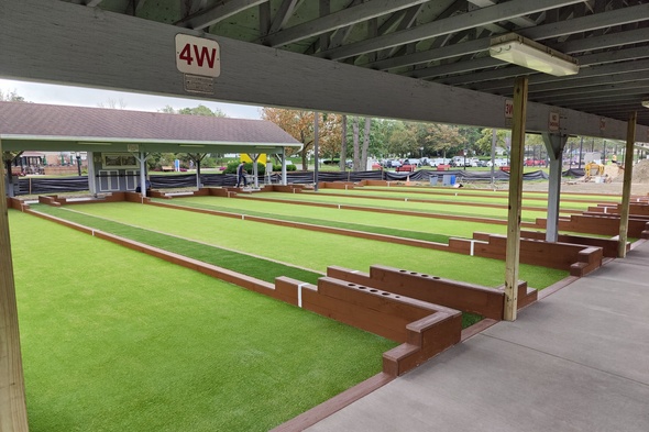 Huntsville Bocce Ball Game using artificial grass